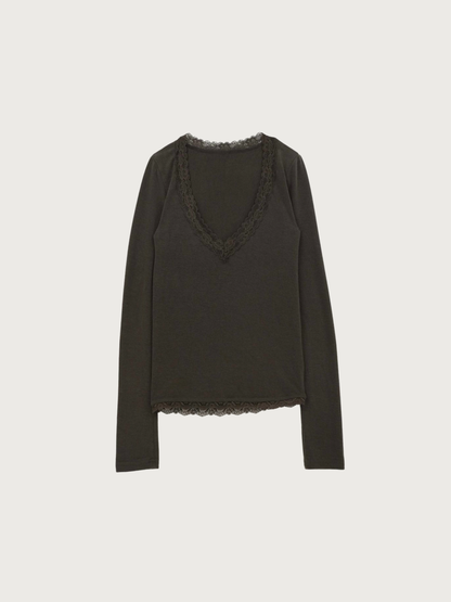 deep V lace top