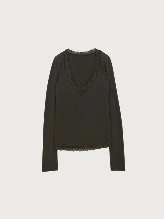 deep V lace top