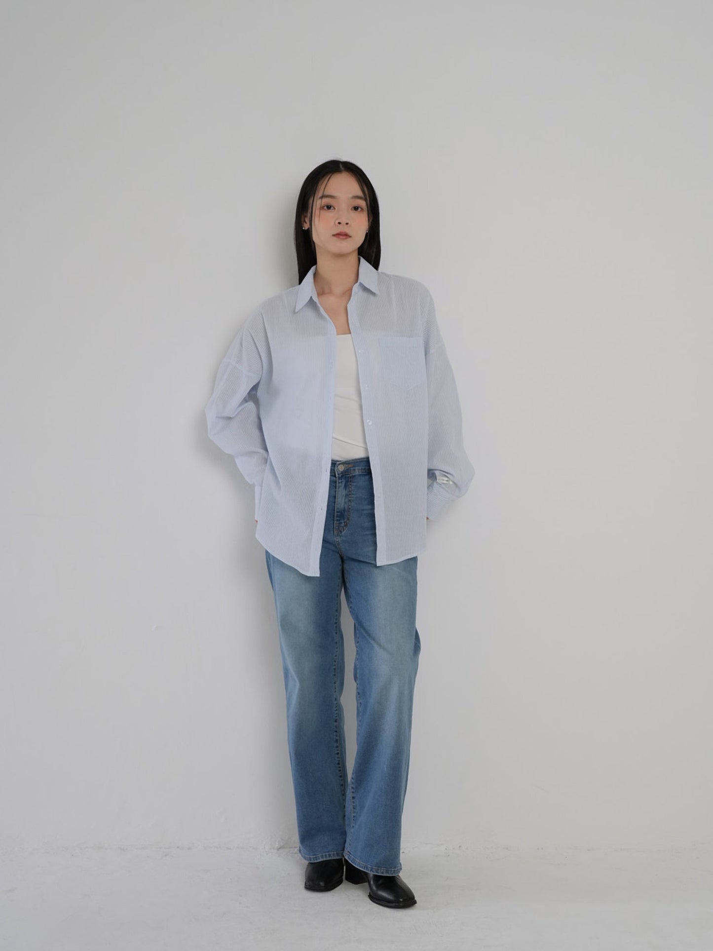 stretching straight jeans