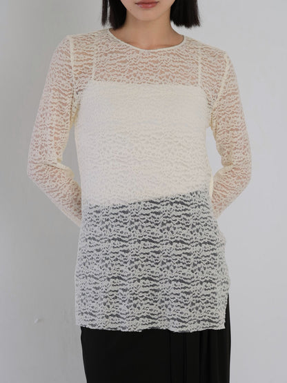 lace slit tee