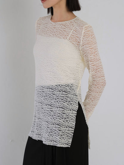 lace slit tee