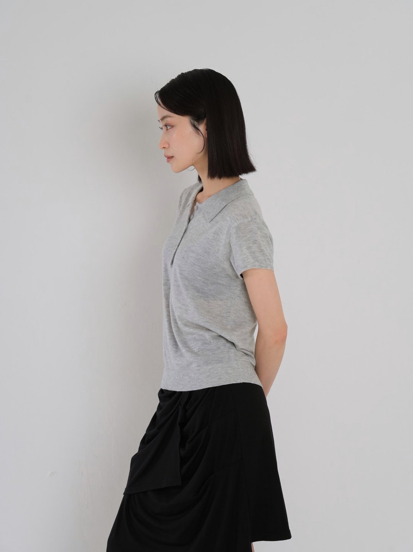 sheer polo knit T