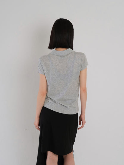 sheer polo knit T