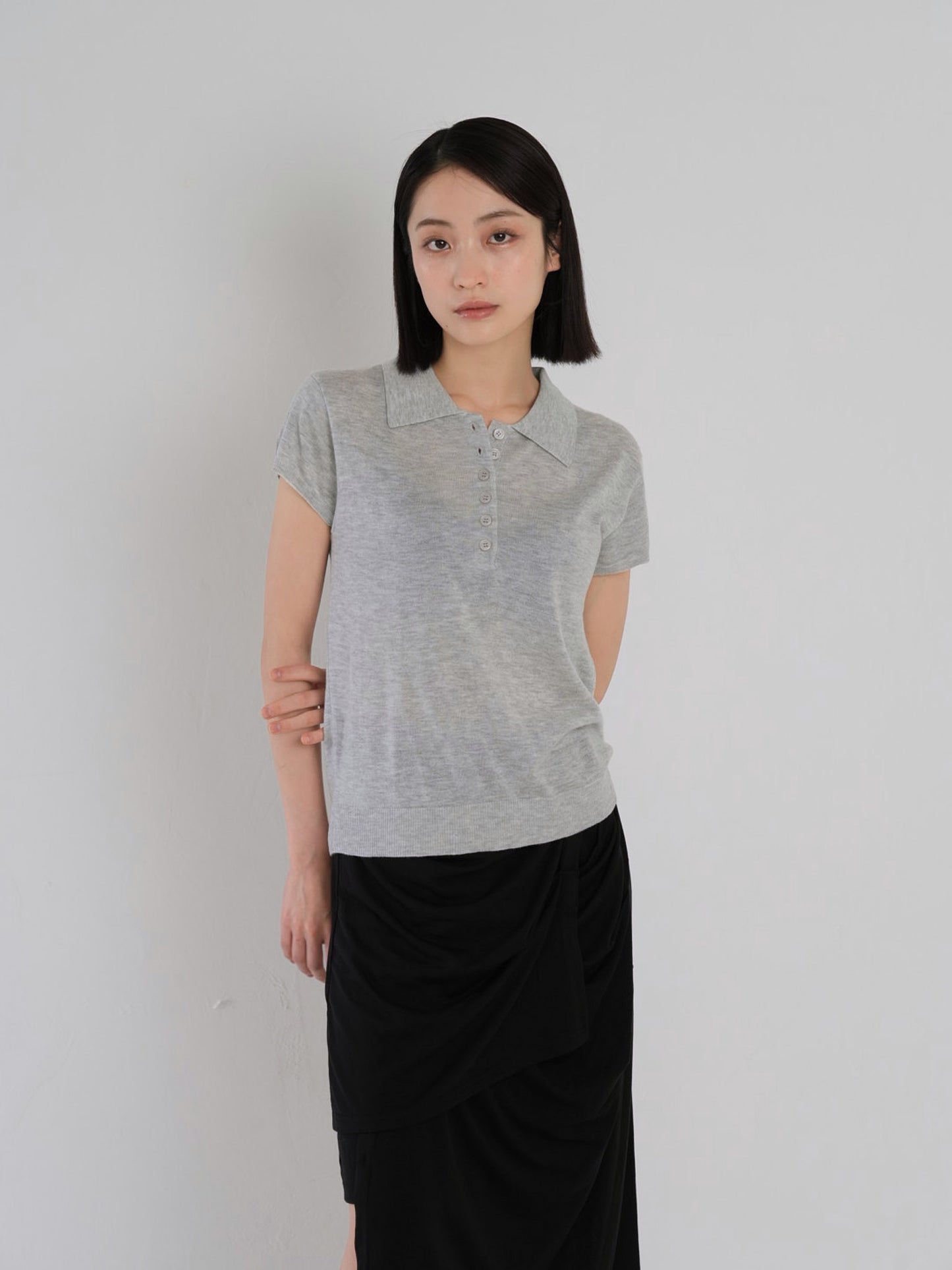 sheer polo knit T