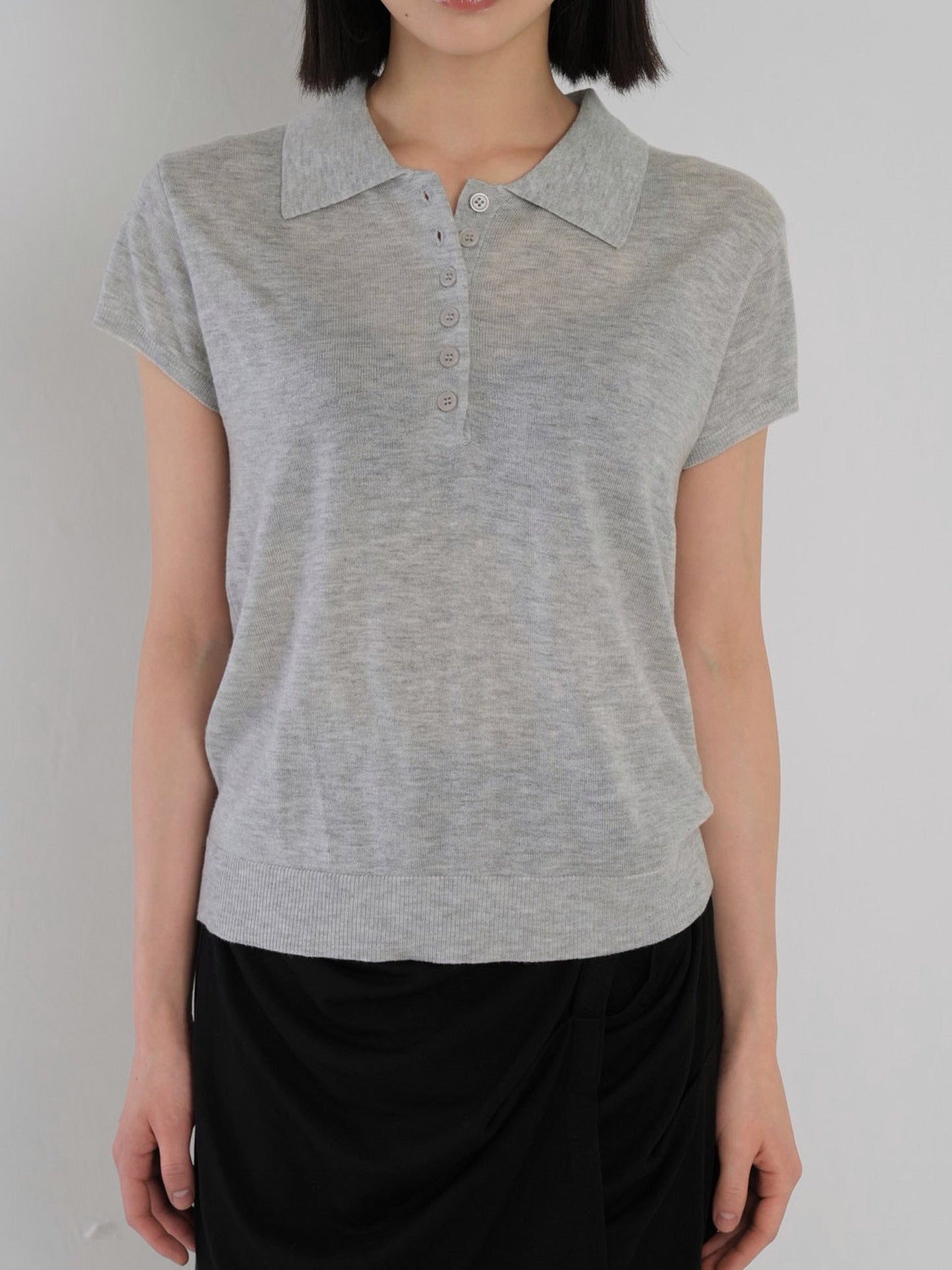 sheer polo knit T