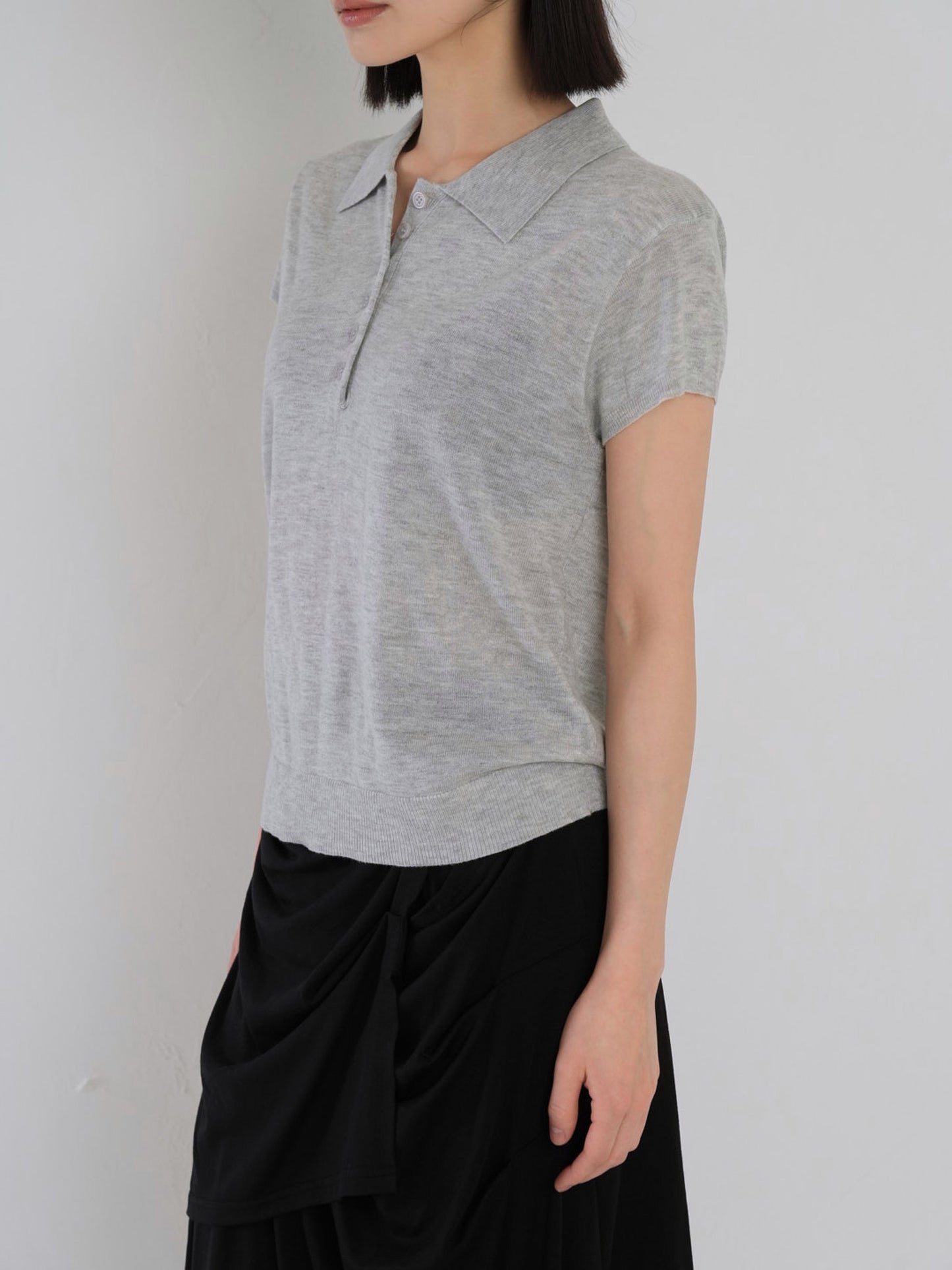 sheer polo knit T