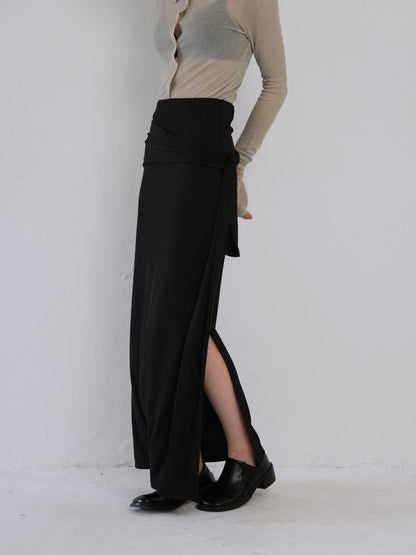 belt maxi skirt