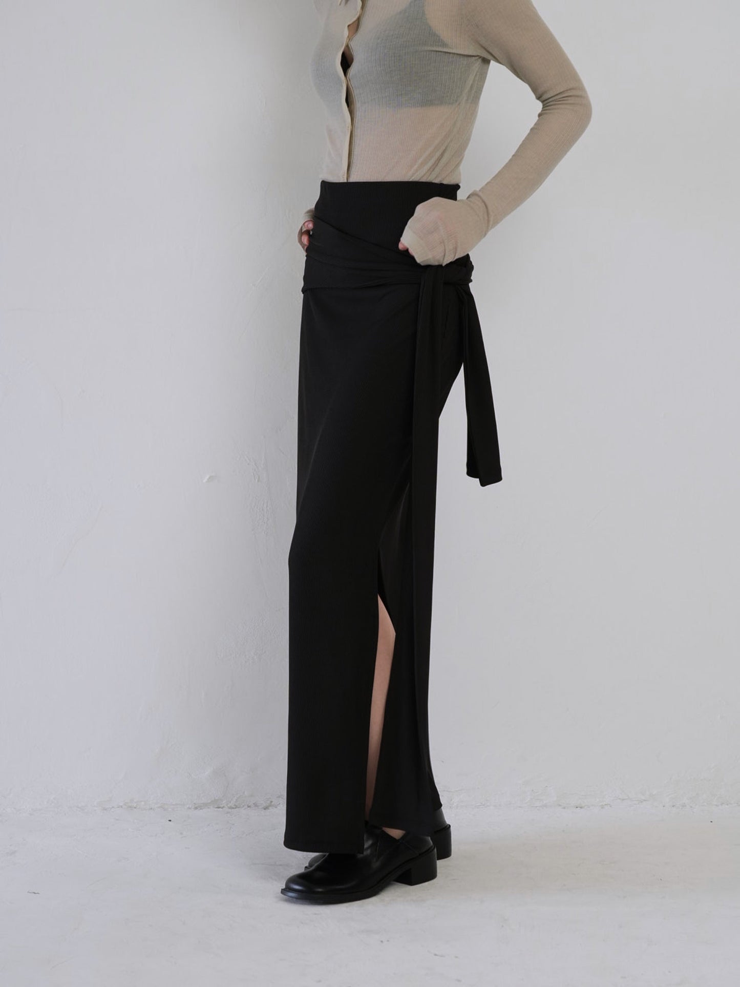 belt maxi skirt