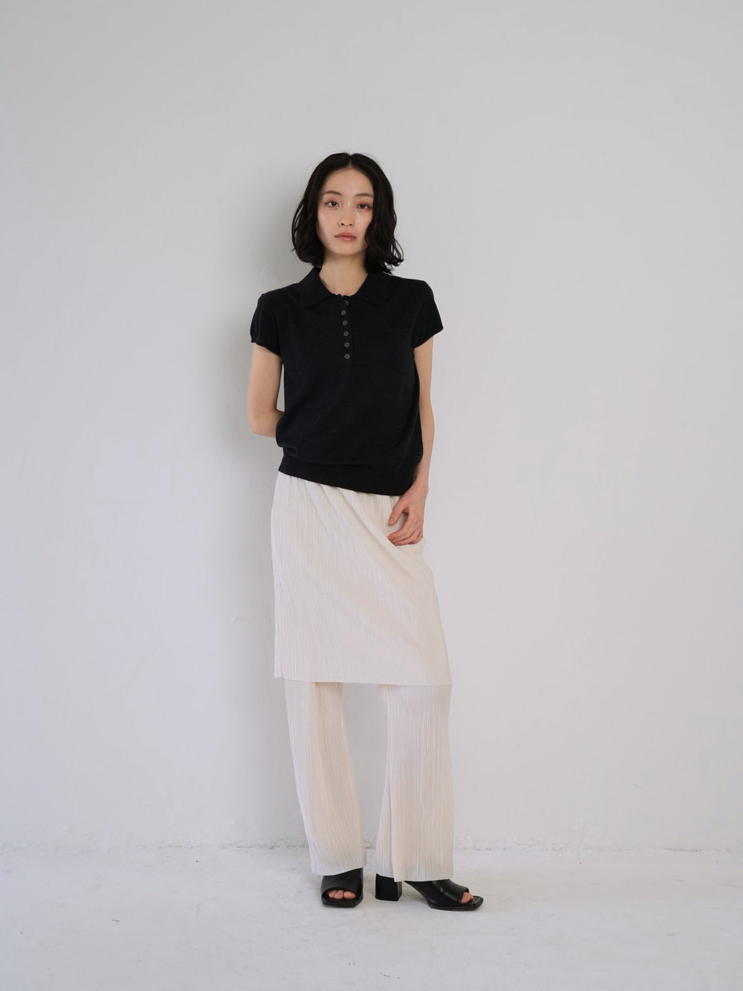 sheer polo knit T