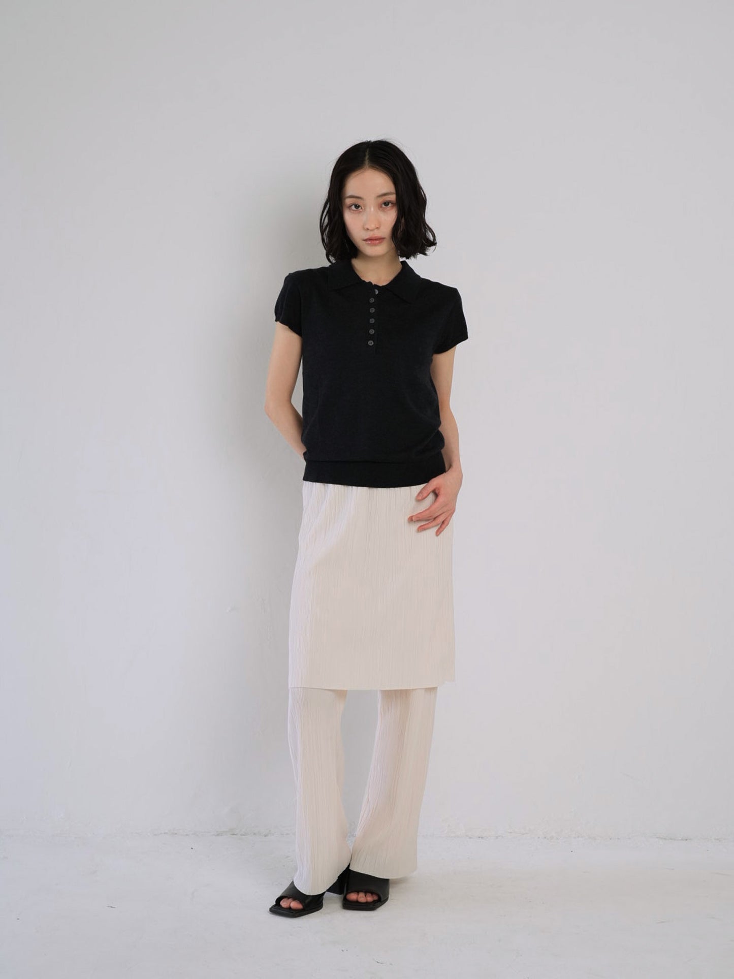 sheer polo knit T