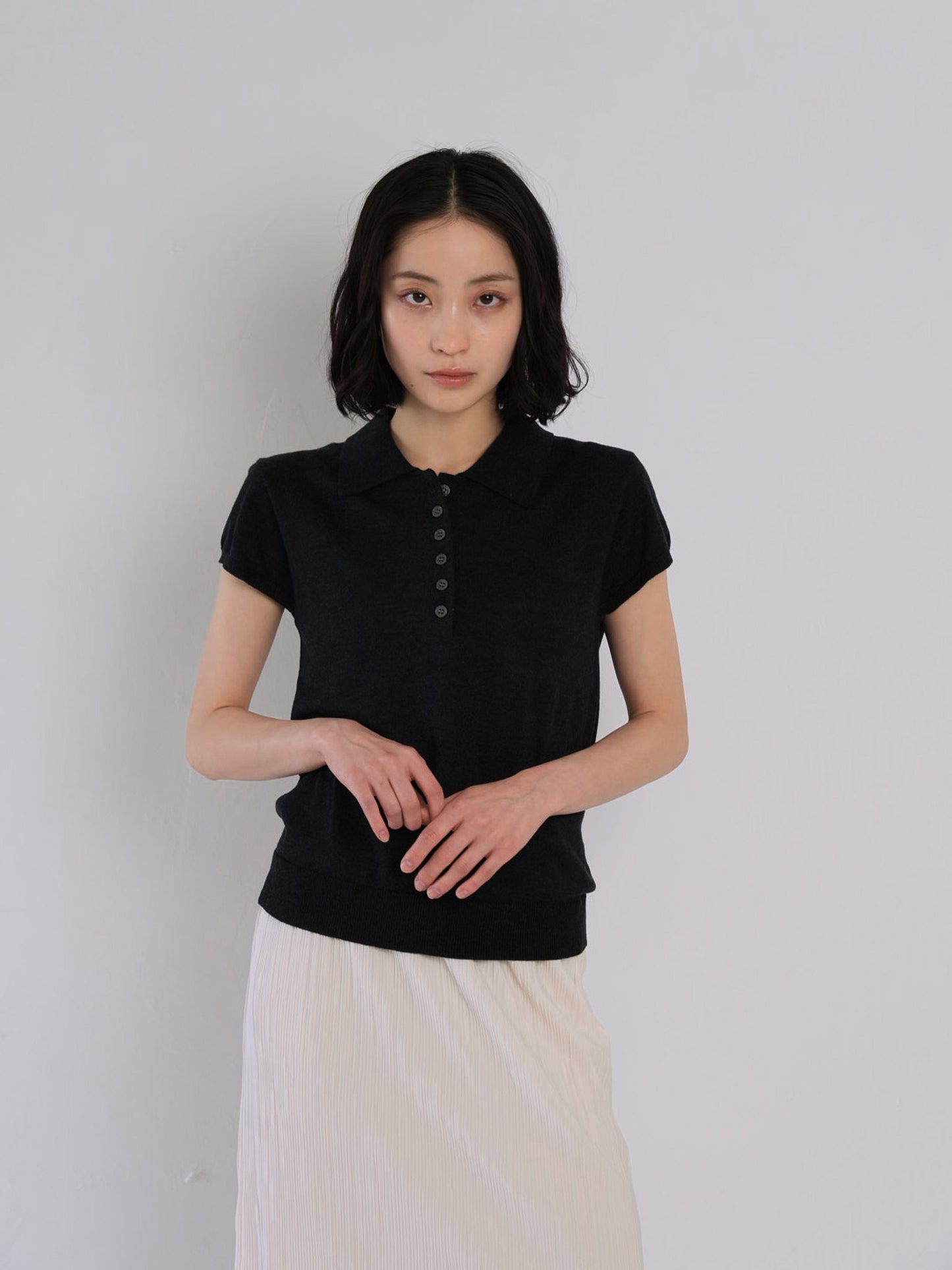 sheer polo knit T