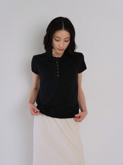 sheer polo knit T