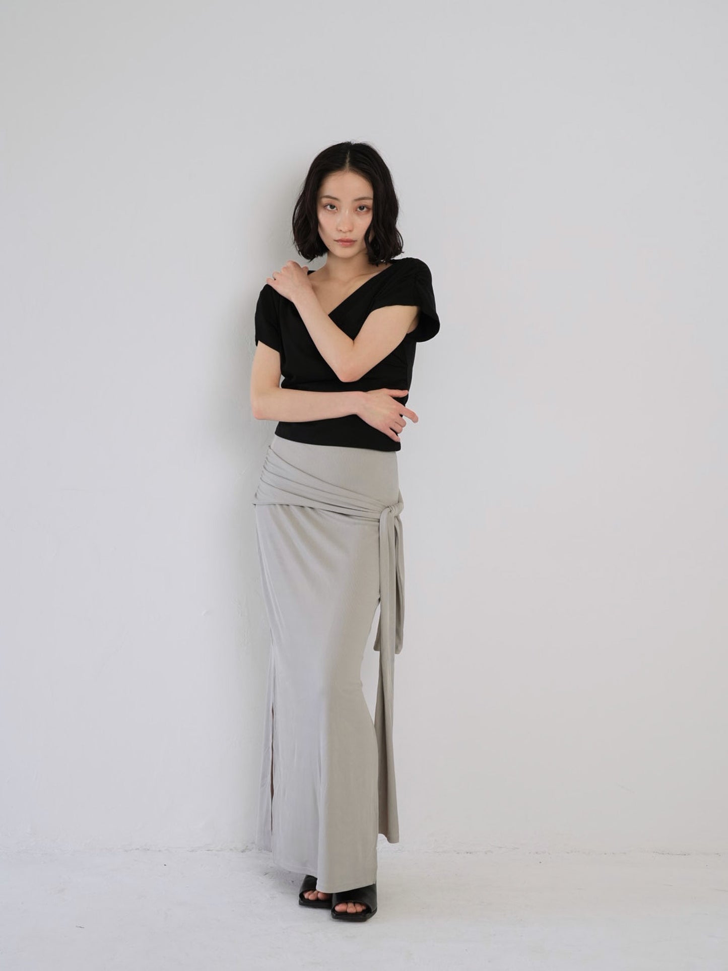 belt maxi skirt