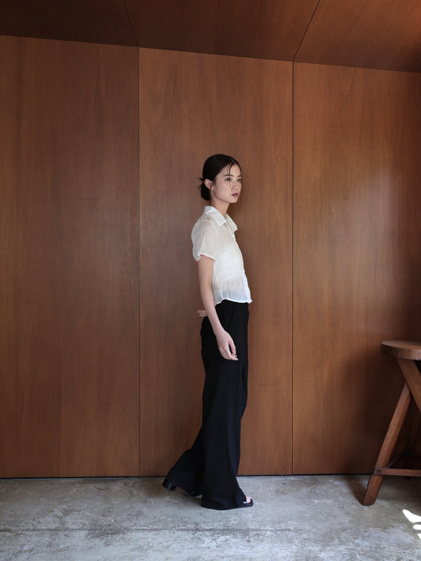 wrinkle crop shirt