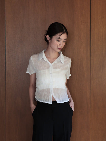 wrinkle crop shirt