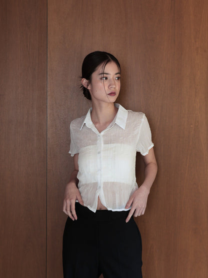 wrinkle crop shirt