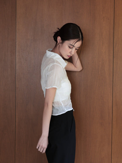 wrinkle crop shirt