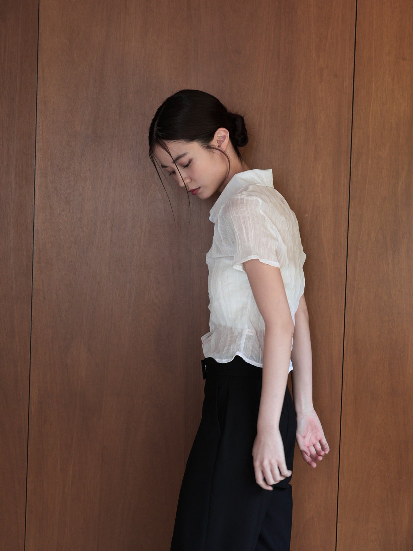 wrinkle crop shirt