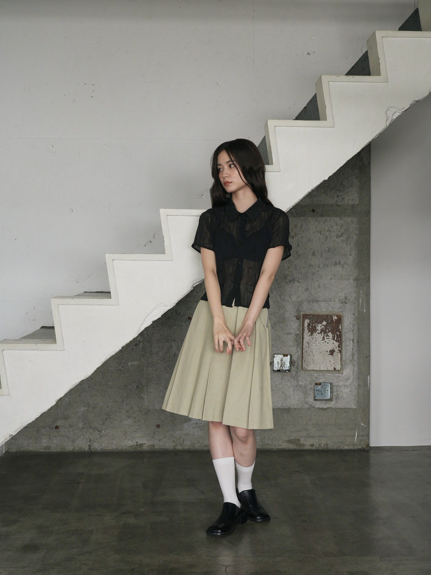 wrinkle crop shirt