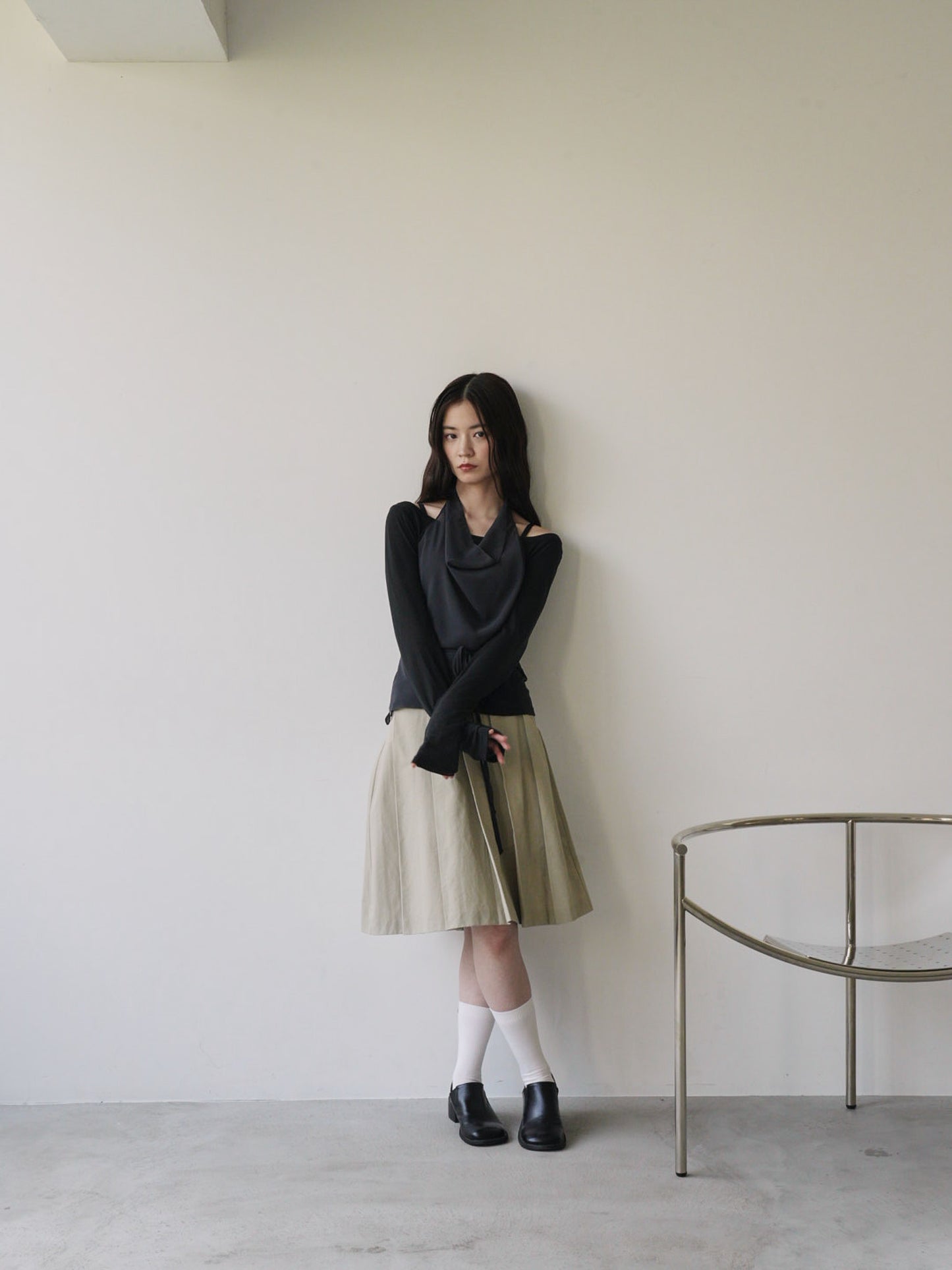 pleats midi skirt