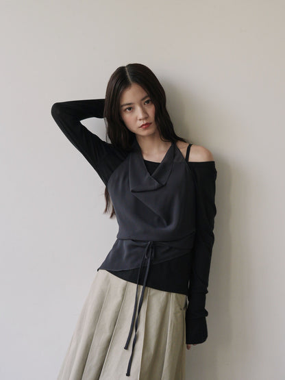 halter neck sheer blouse