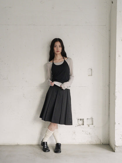 pleats midi skirt