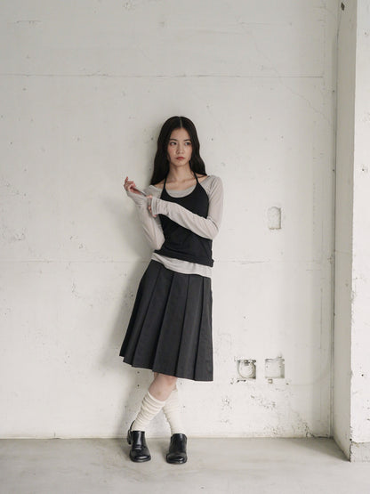 pleats midi skirt