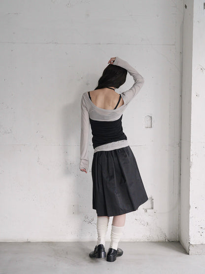 pleats midi skirt
