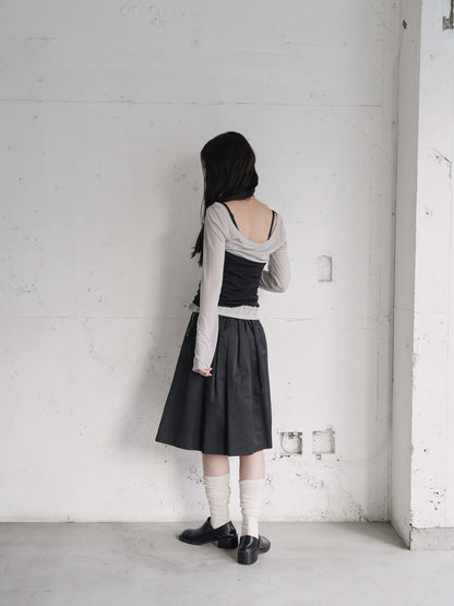 pleats midi skirt