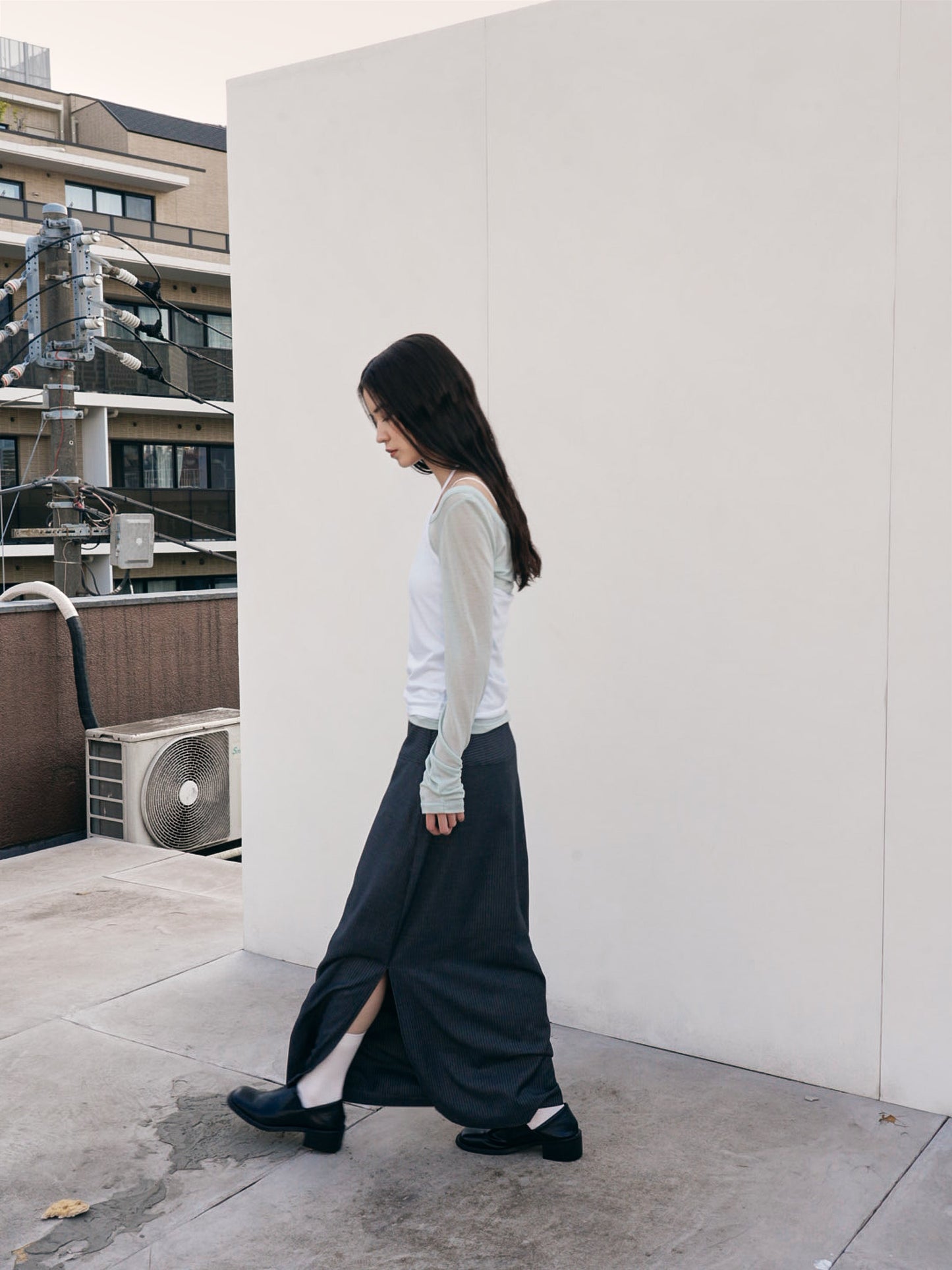 stripe maxi skirt