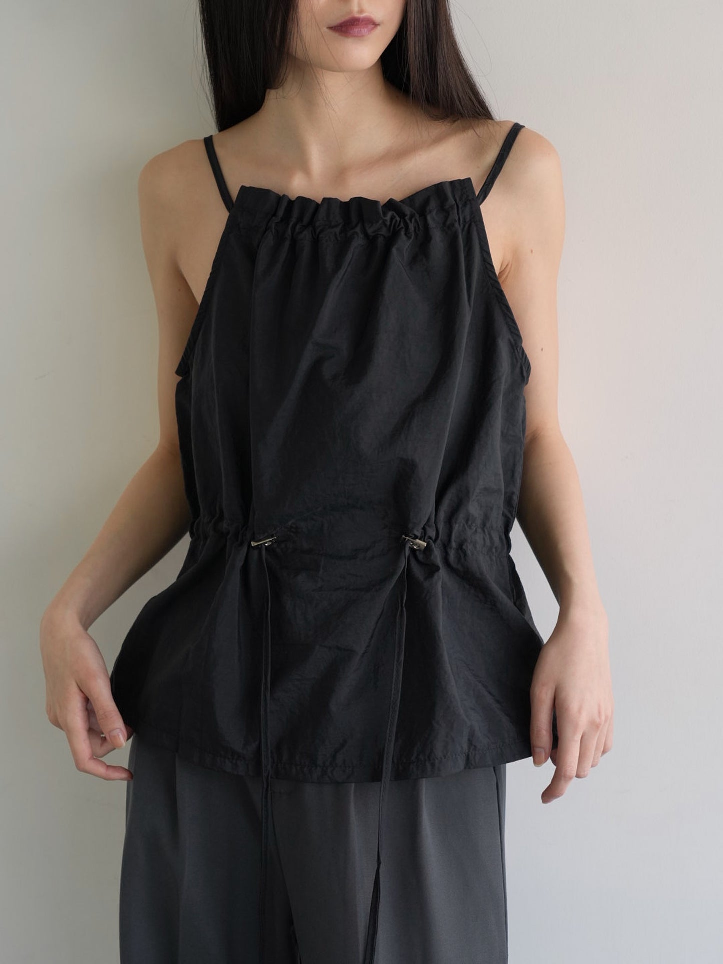 shirring nylon camisole tops