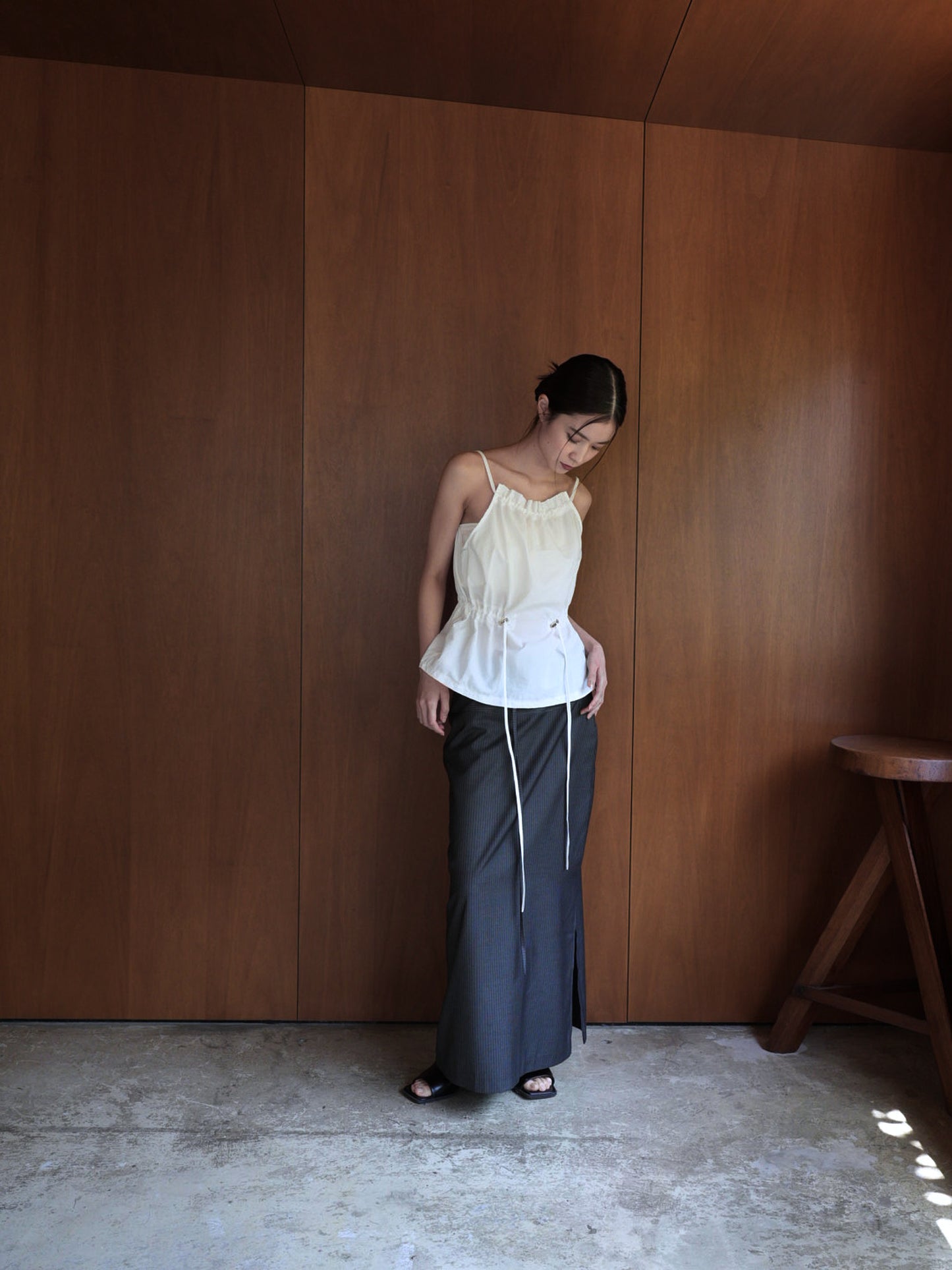 shirring nylon camisole tops