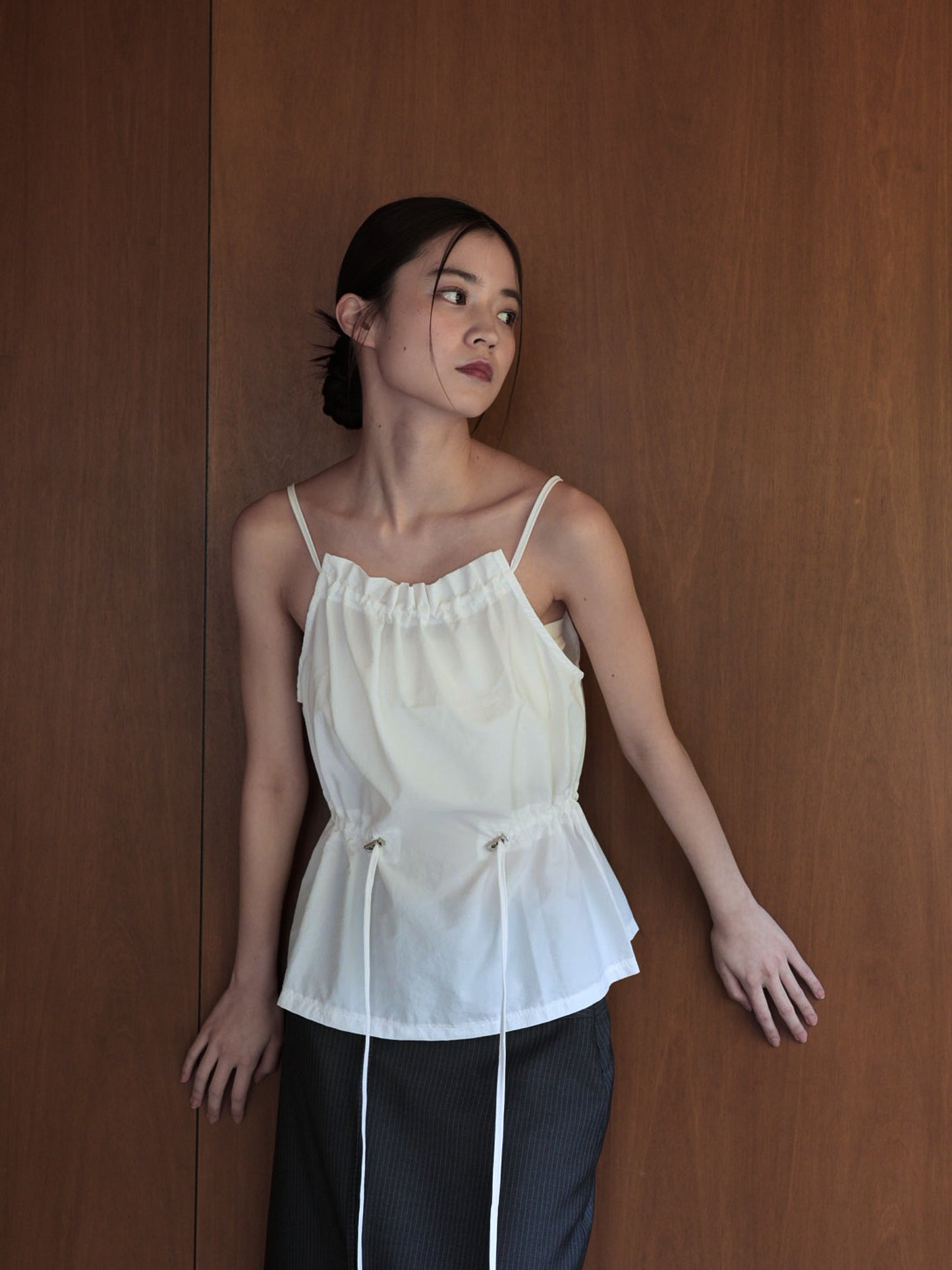 shirring nylon camisole tops