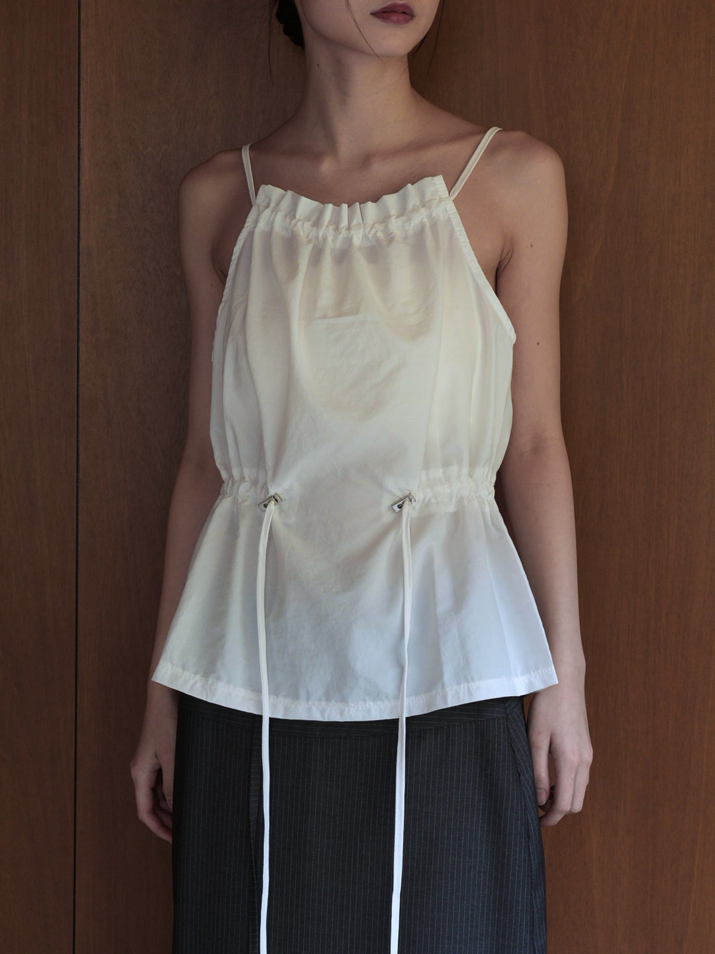 shirring nylon camisole tops