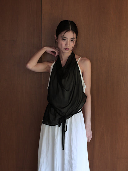 halter neck sheer blouse