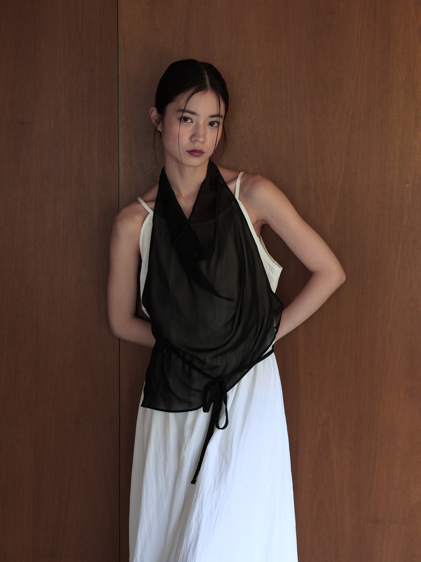 halter neck sheer blouse