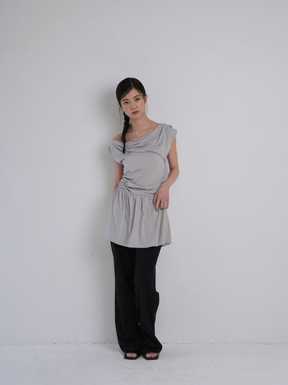 half shoulder gather tops