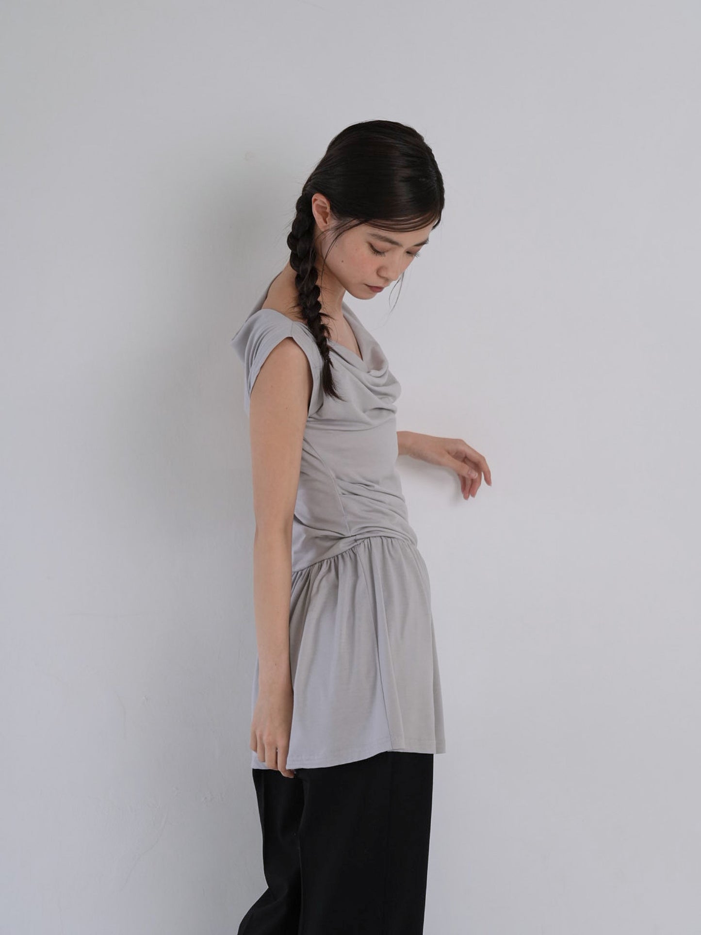 half shoulder gather tops