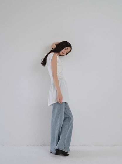half shoulder gather tops