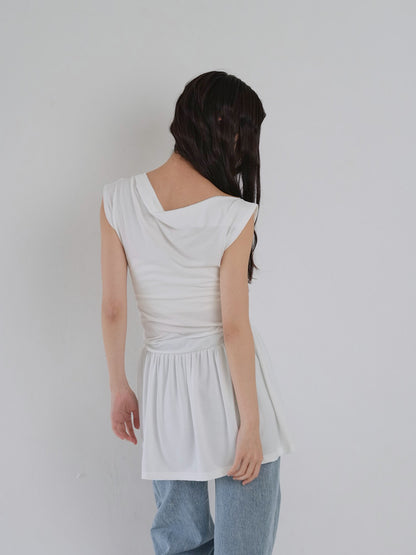 half shoulder gather tops