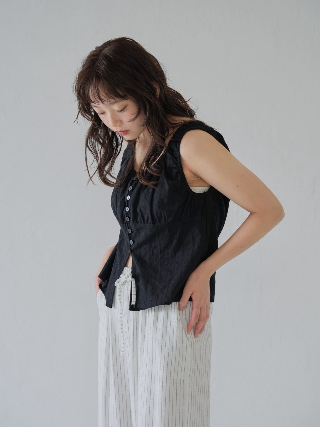 shirring summer blouse