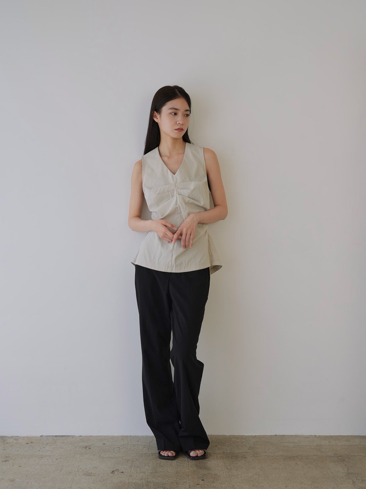 shirring sleeveless