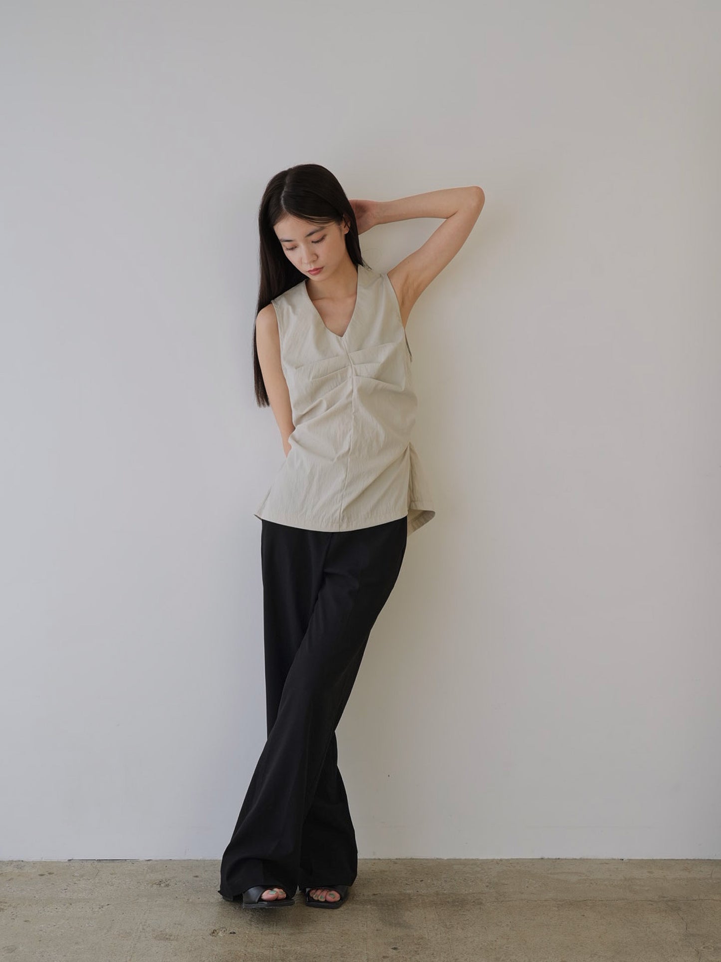 shirring sleeveless