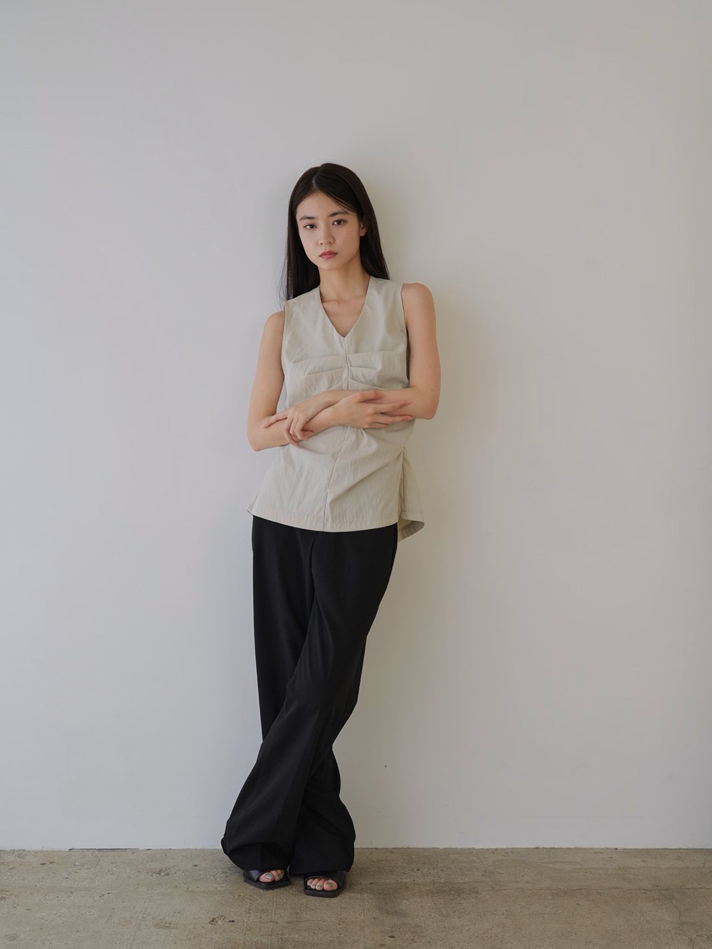 shirring sleeveless