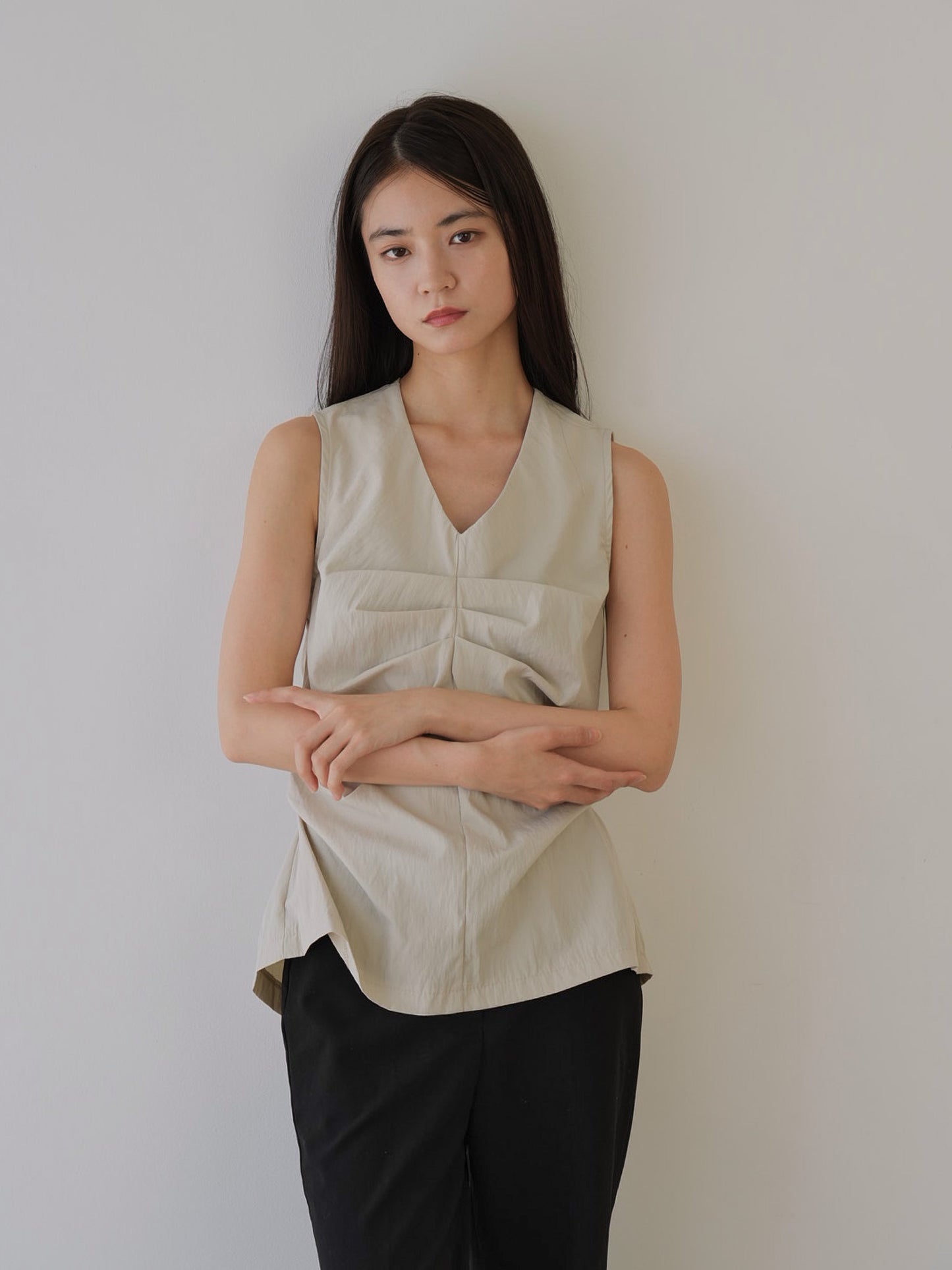 shirring sleeveless