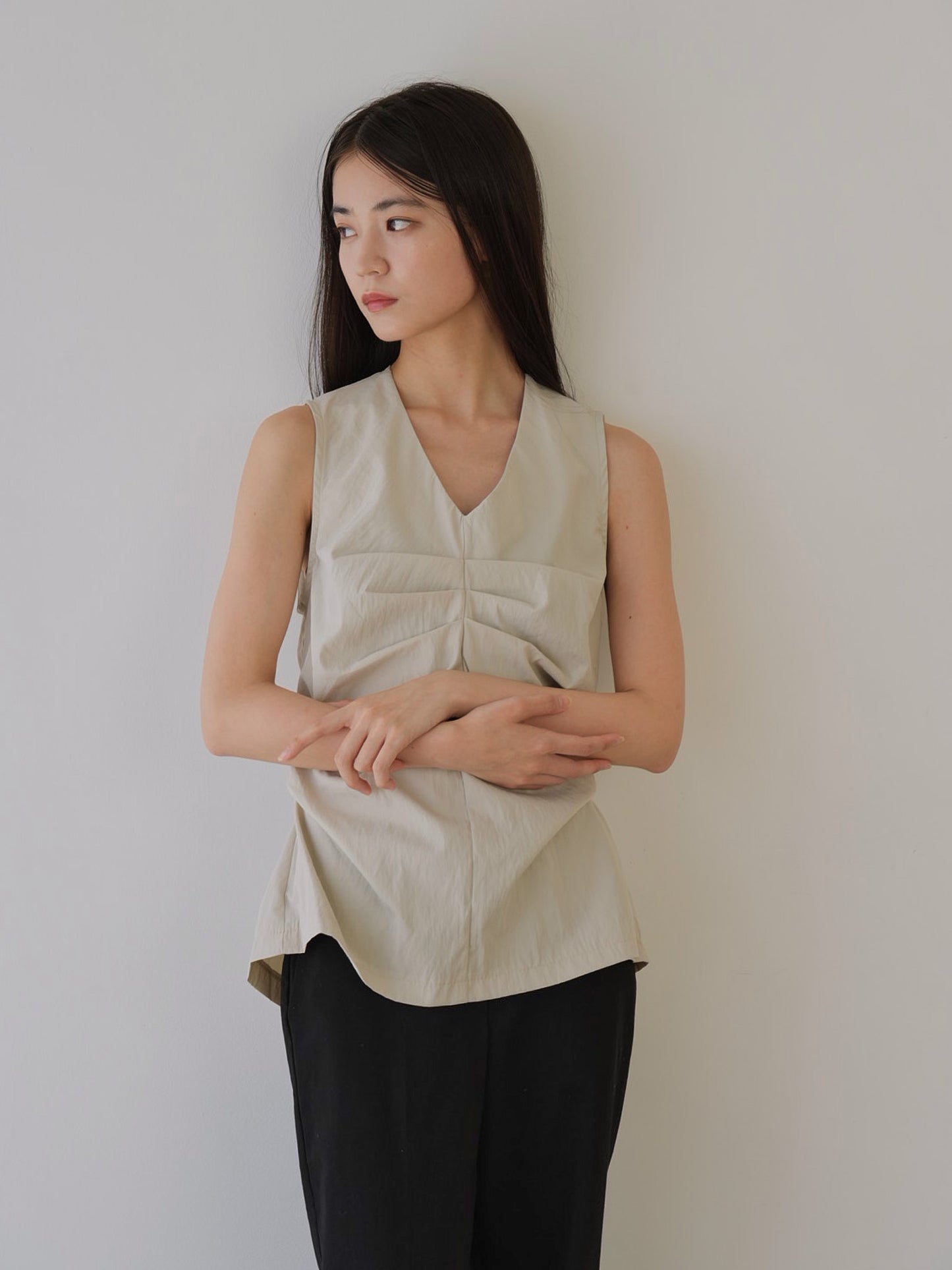 shirring sleeveless