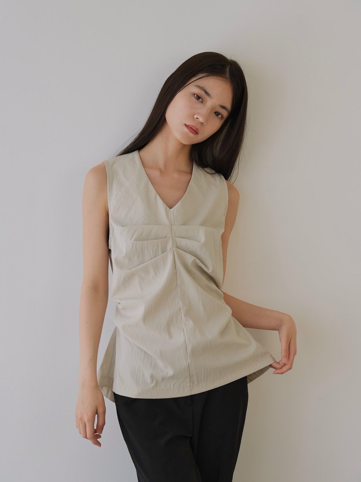shirring sleeveless