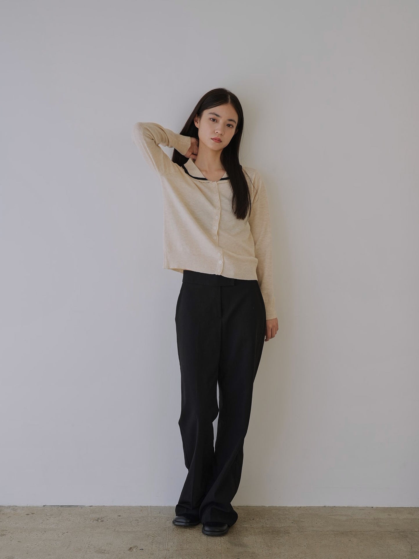 collar knit cardigan