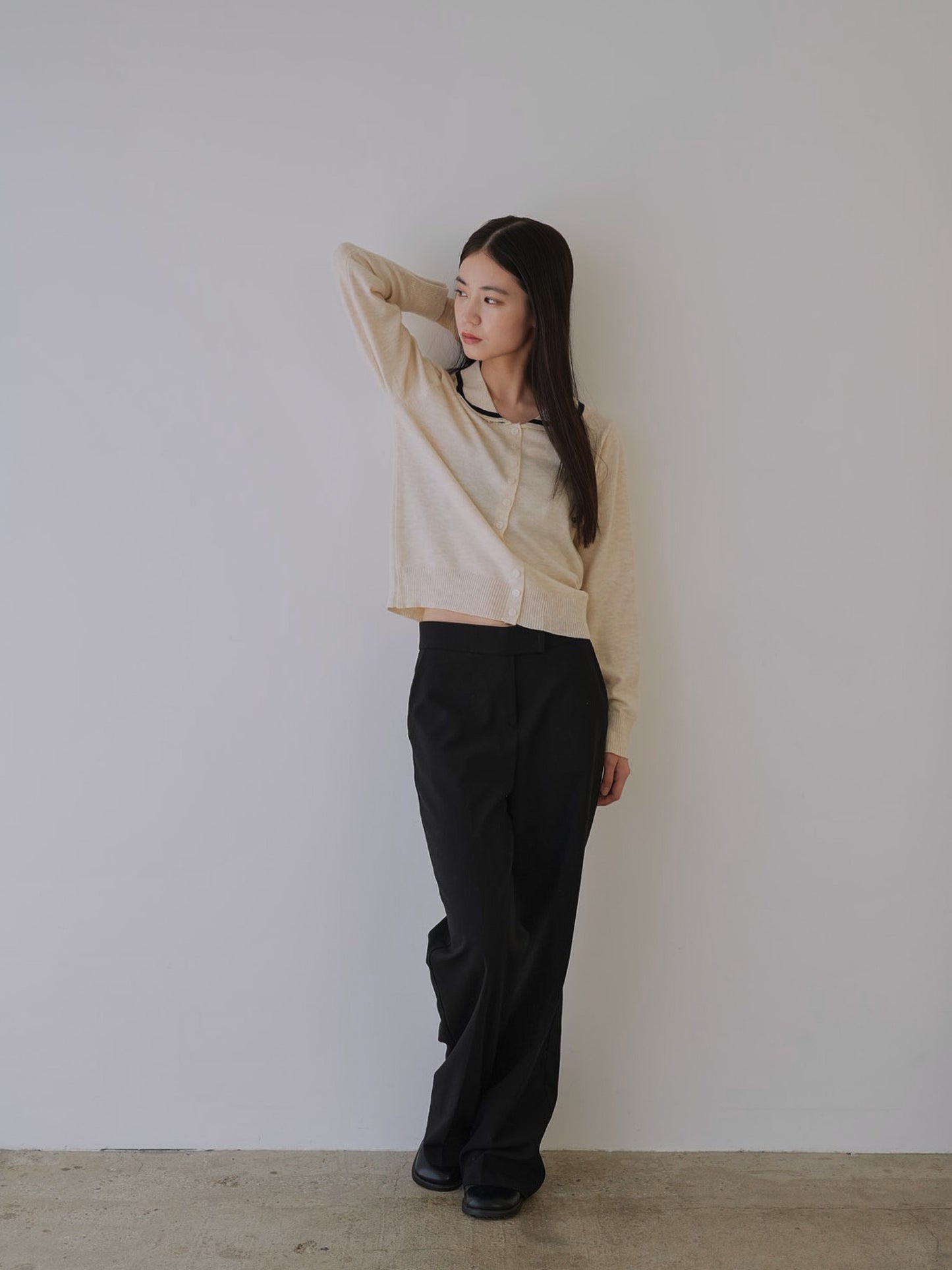 collar knit cardigan
