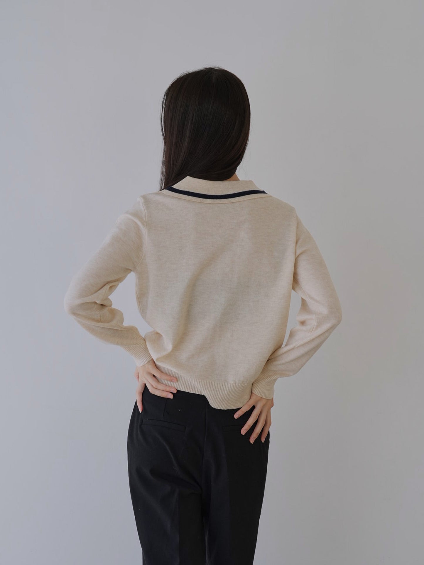 collar knit cardigan